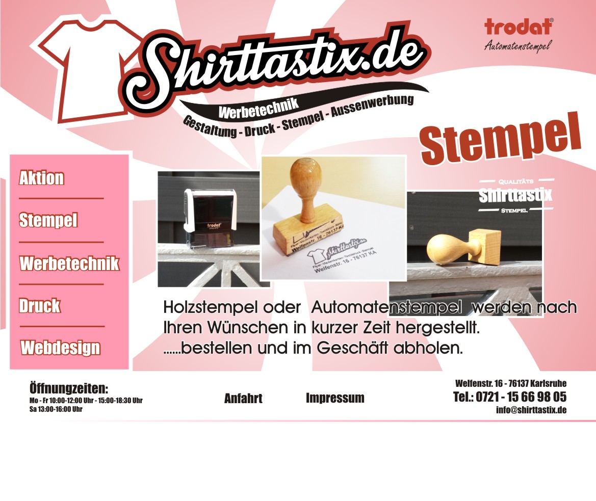 Stempel Buerostmempel Holzstempel Karlsruhe Shirttastix Automatik Automaten Stempelkissen